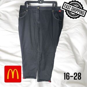 McDonalds Timeless Elements Pants Womens Sz 16-28 Black Cuffed Employee Uniform
